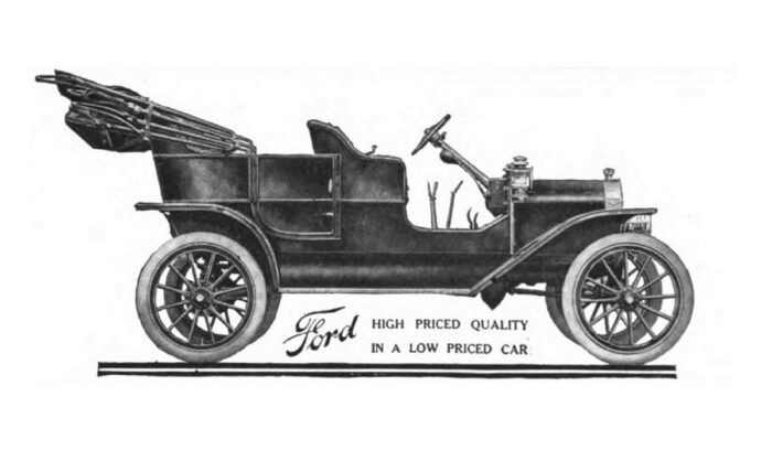 1908 Ford Model T advertisement, for article on mass car ownership
