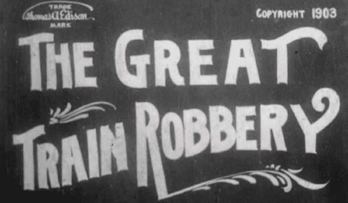 Great Train Robbery title scene, for article on first narrative film