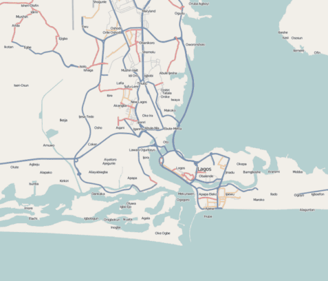Lagos map, for article on Awori people Lagos