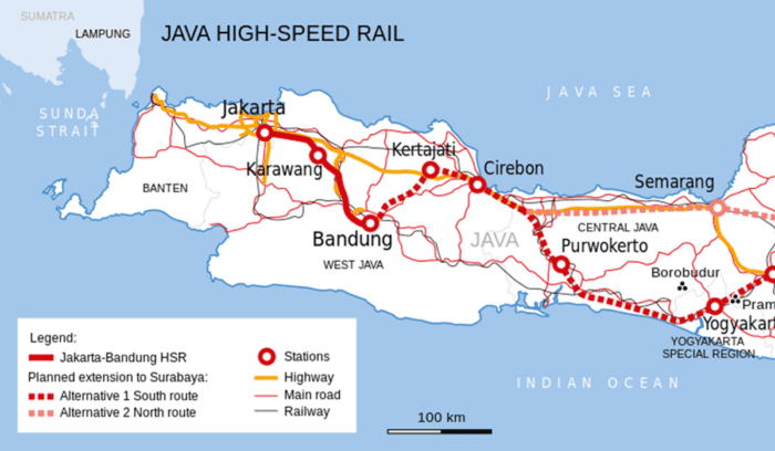 Java train map, for article on Indonesia high-speed rail